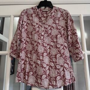 Floral Blouse in Burgundy and White